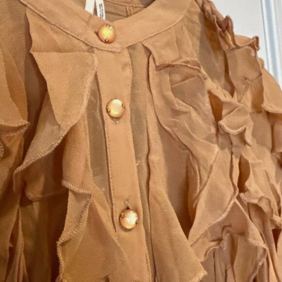 Brand New by Anthropologie Sheer Ruffle Buttondown Blouse - Picture 7 of 13